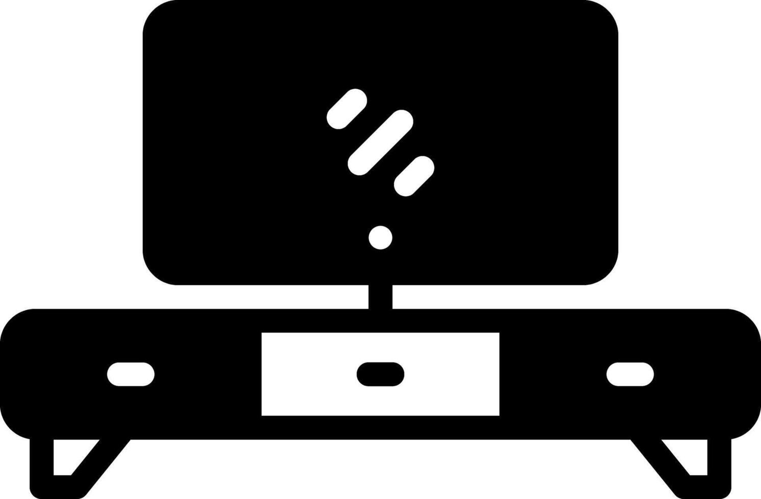 Solid black icon for television vector