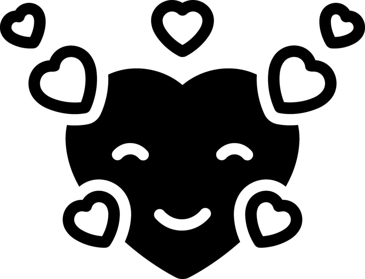 Solid black icon for love emoji vector