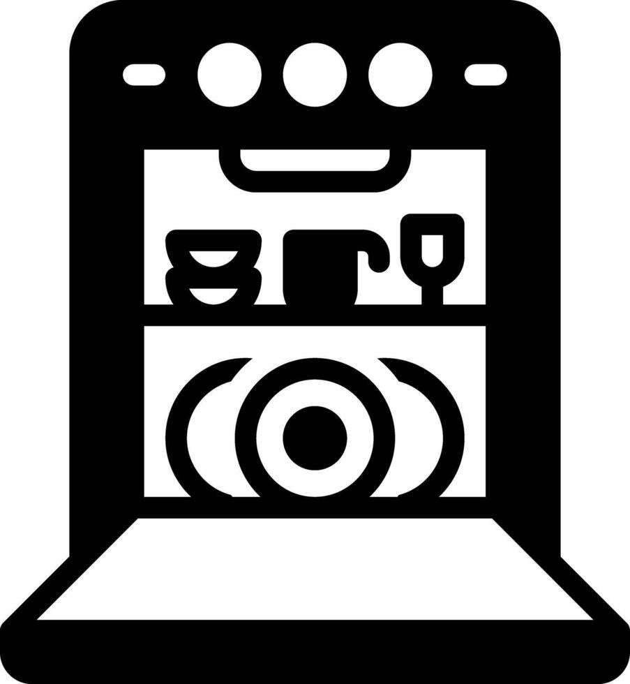 Solid black icon for dishwasher vector