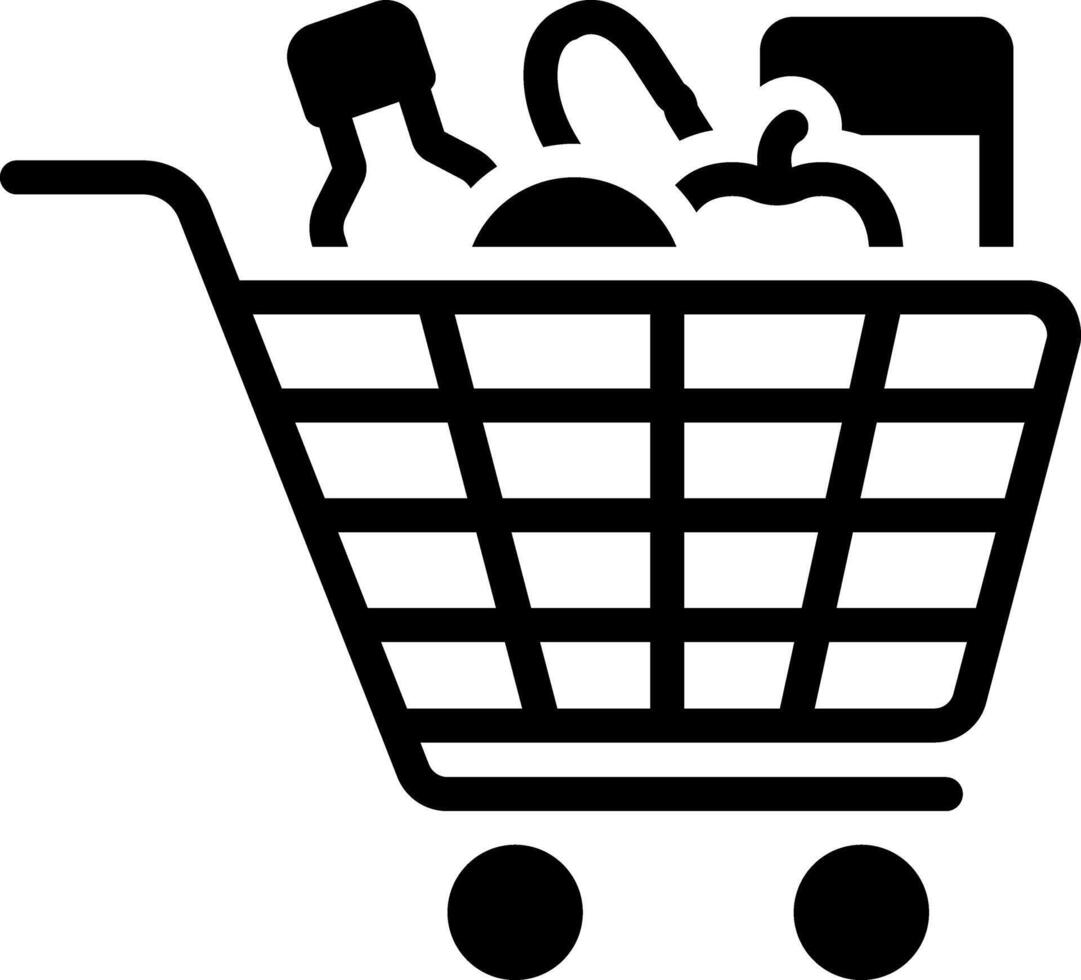 Solid black icon for full cart vector