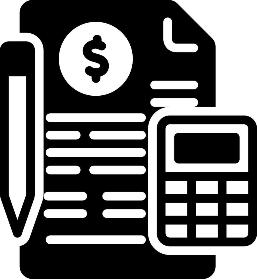 Solid black icon for accounting vector
