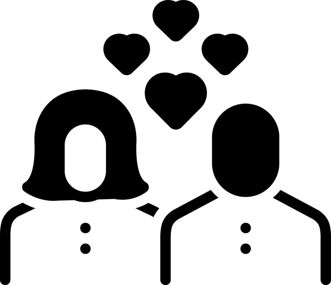 Solid black icon for couple vector