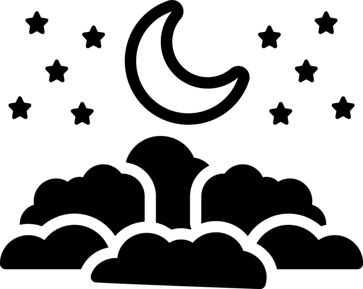 Solid black icon for night vector