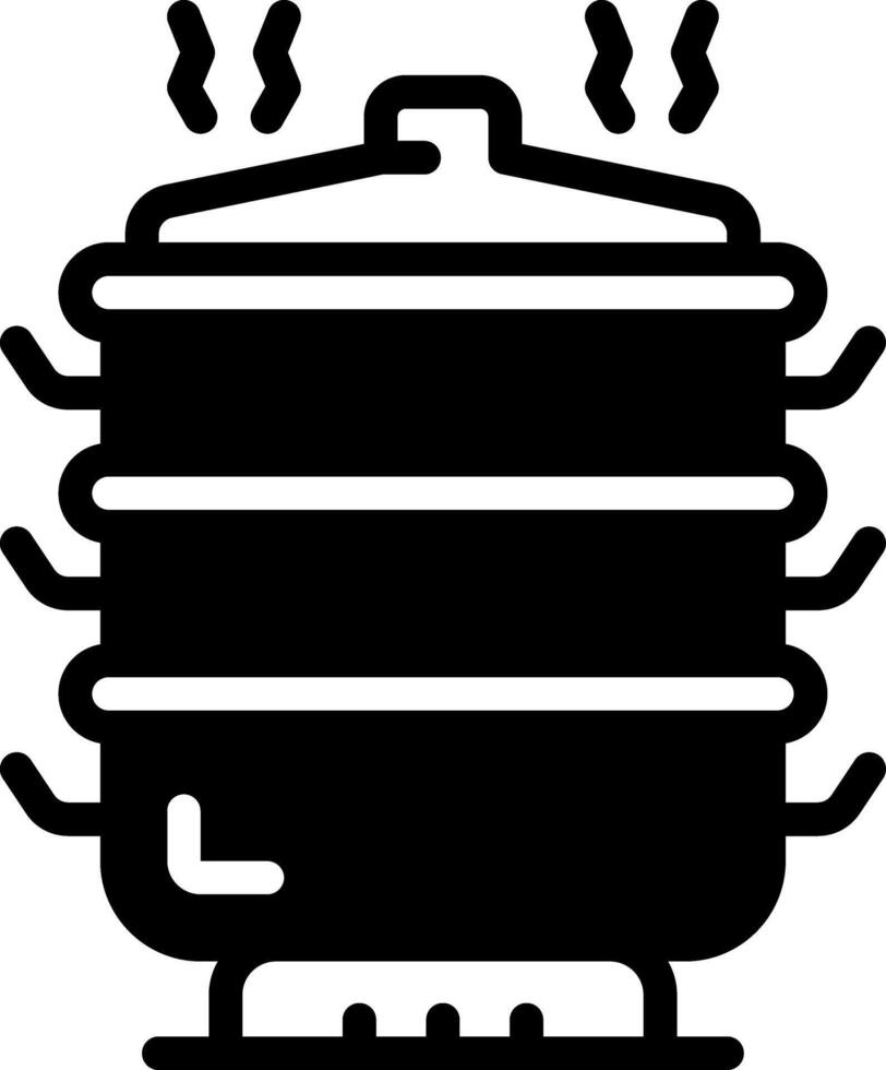 Solid black icon for steamer vector