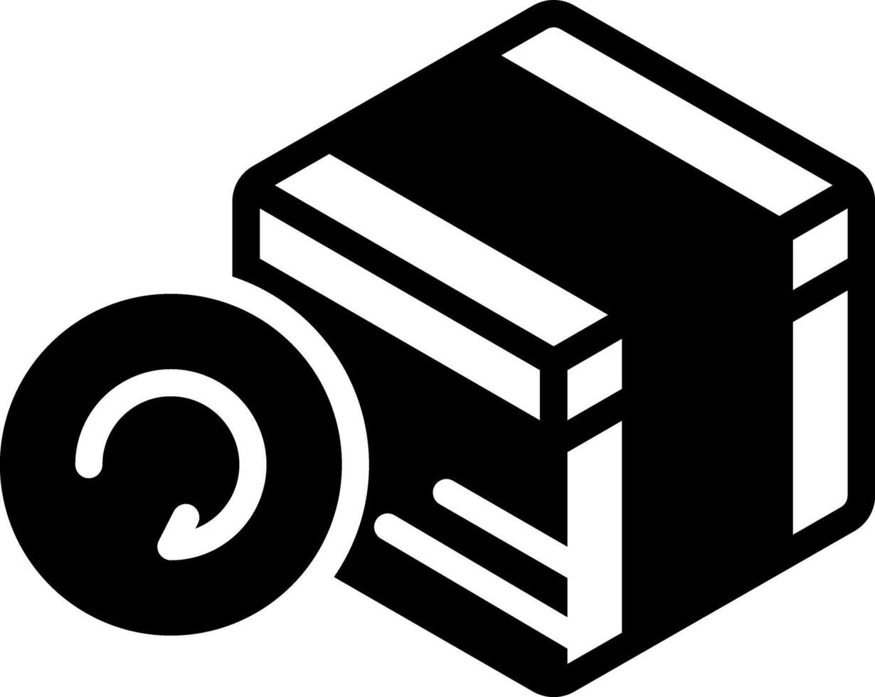 Solid black icon for return vector