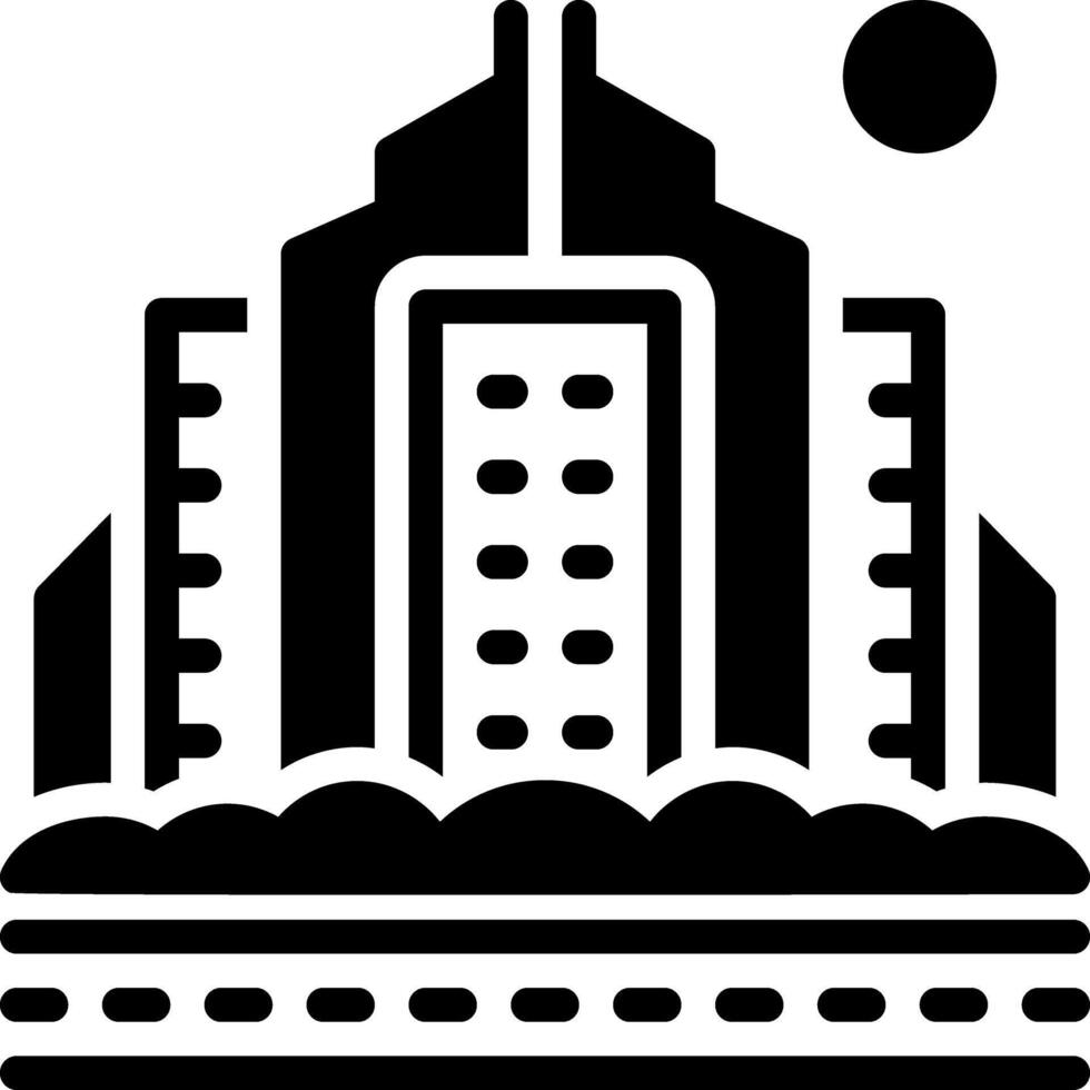 Solid black icon for city vector