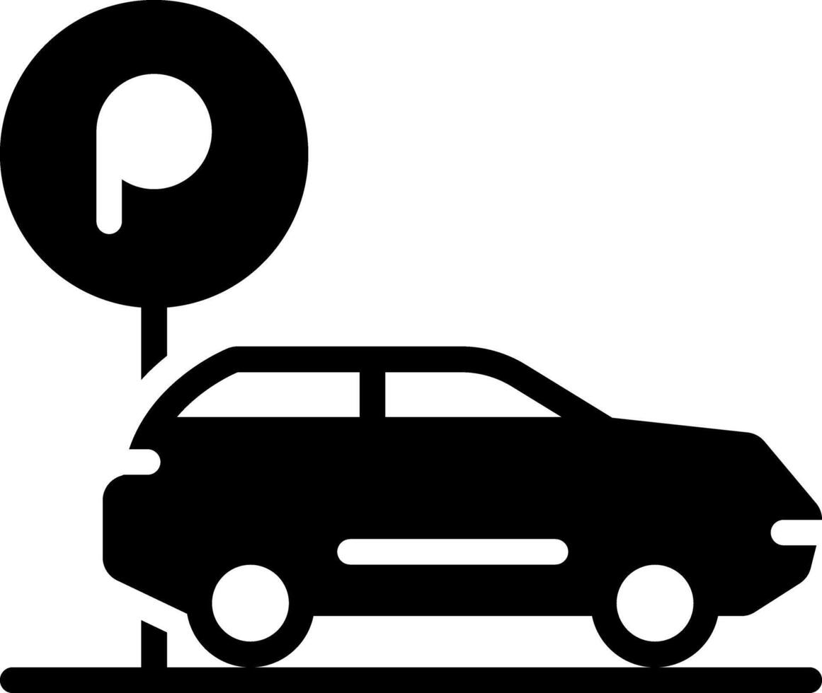Solid black icon for car parking vector