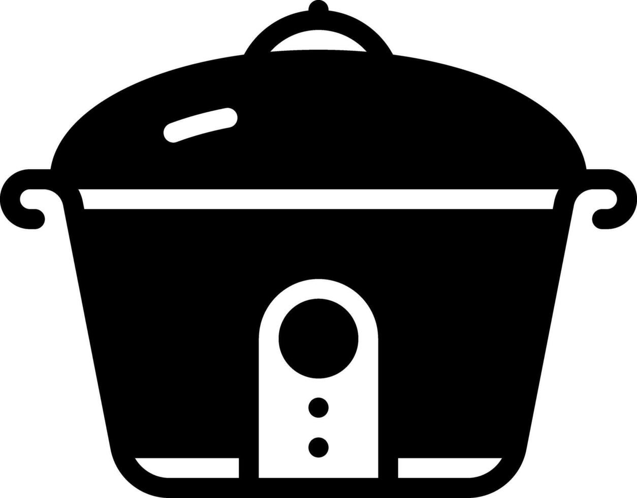 Solid black icon for rice cooker vector