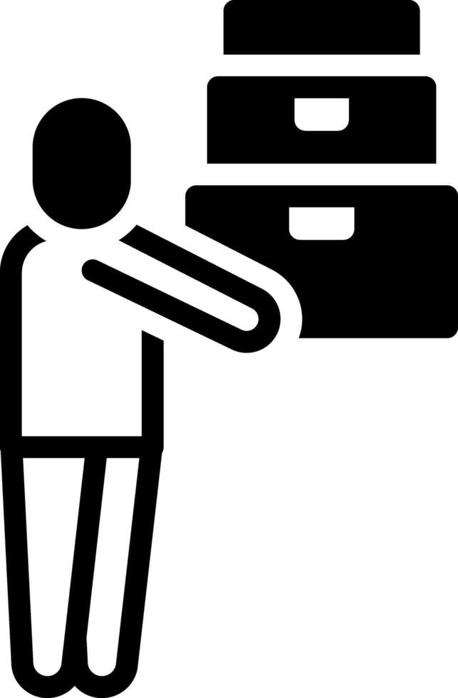 Solid black icon for carry box vector