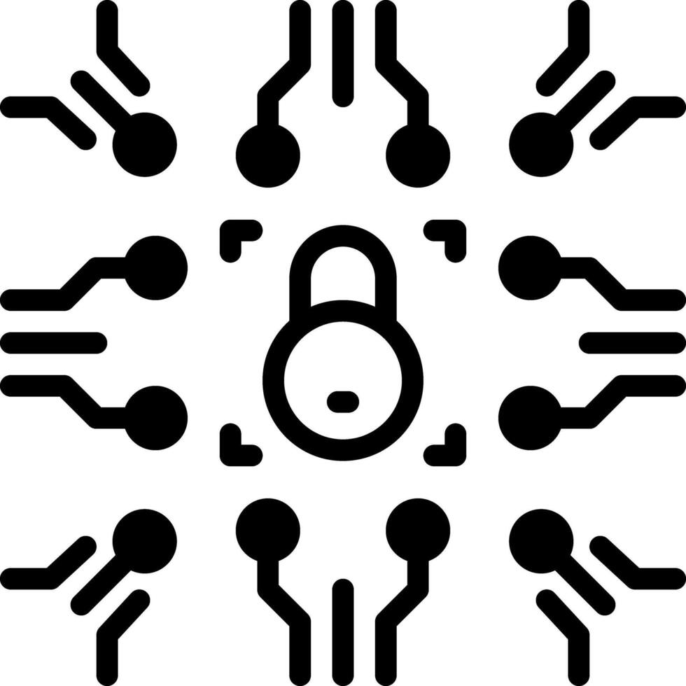 Solid black icon for cyber security vector