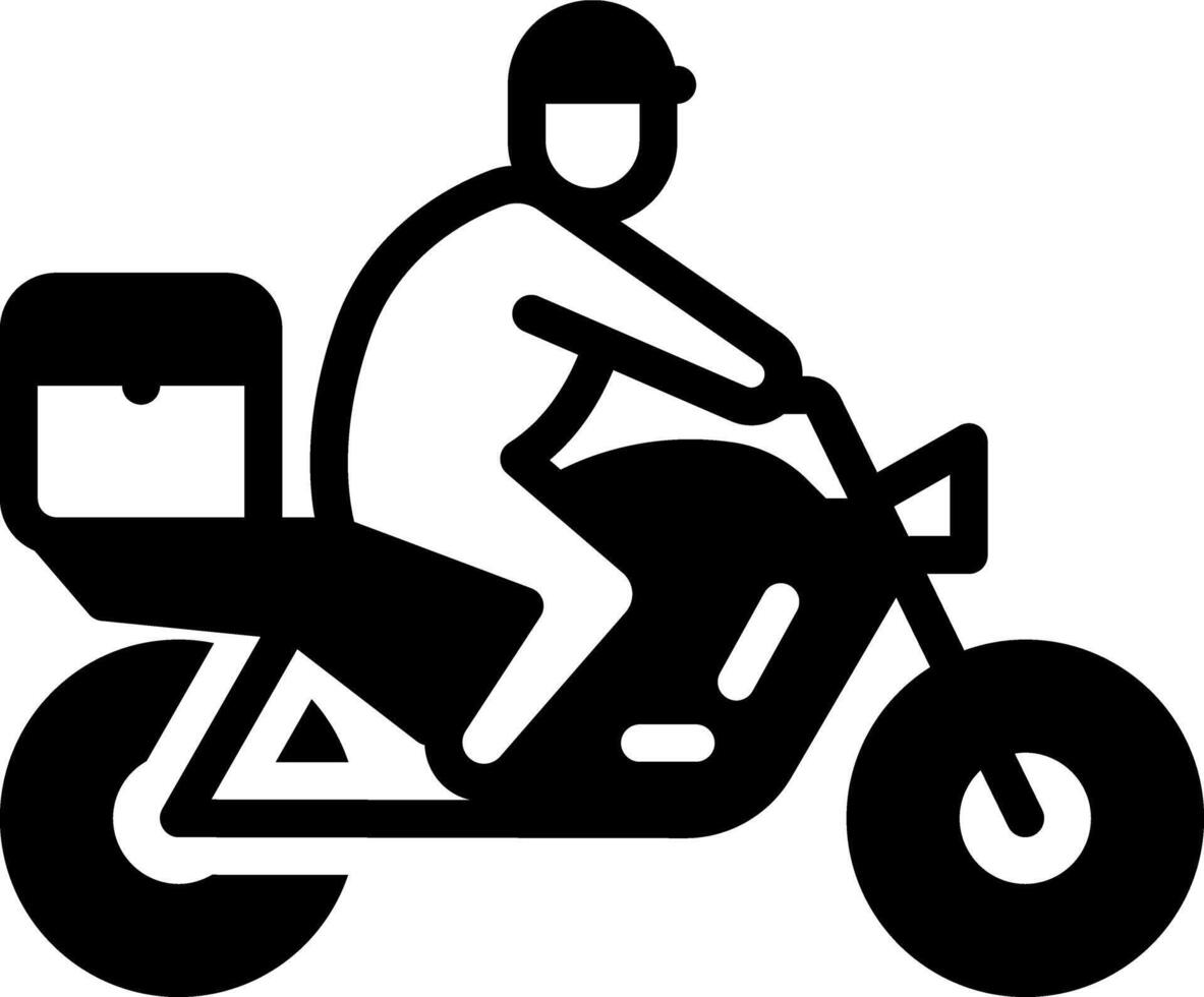 Solid black icon for bike delivery vector