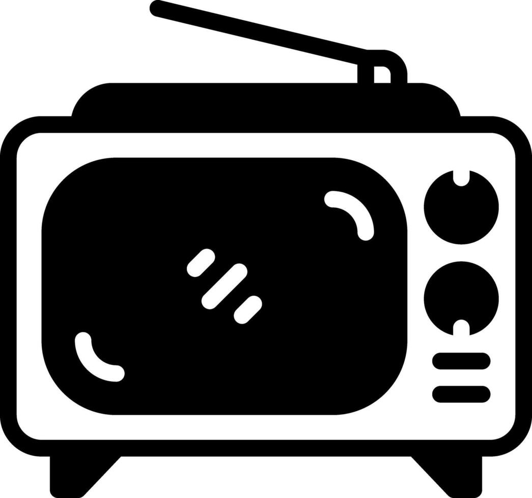 Solid black icon for television vector