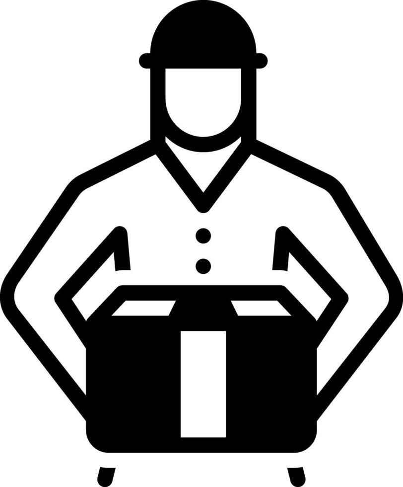 Solid black icon for box delivery vector