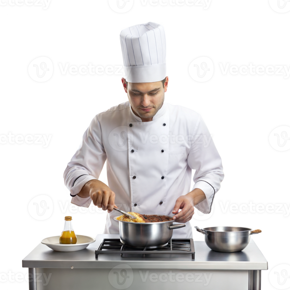 Chef cooking in a professional kitchen png