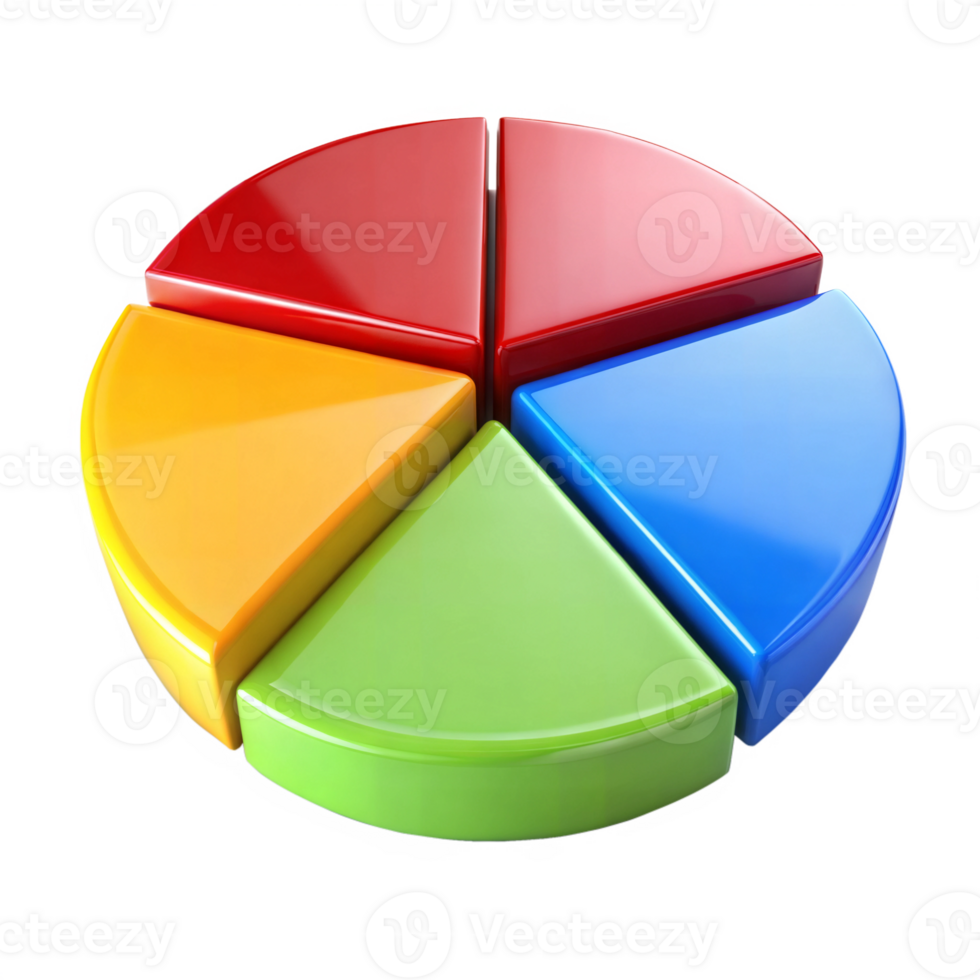 3D colorful pie chart segments png