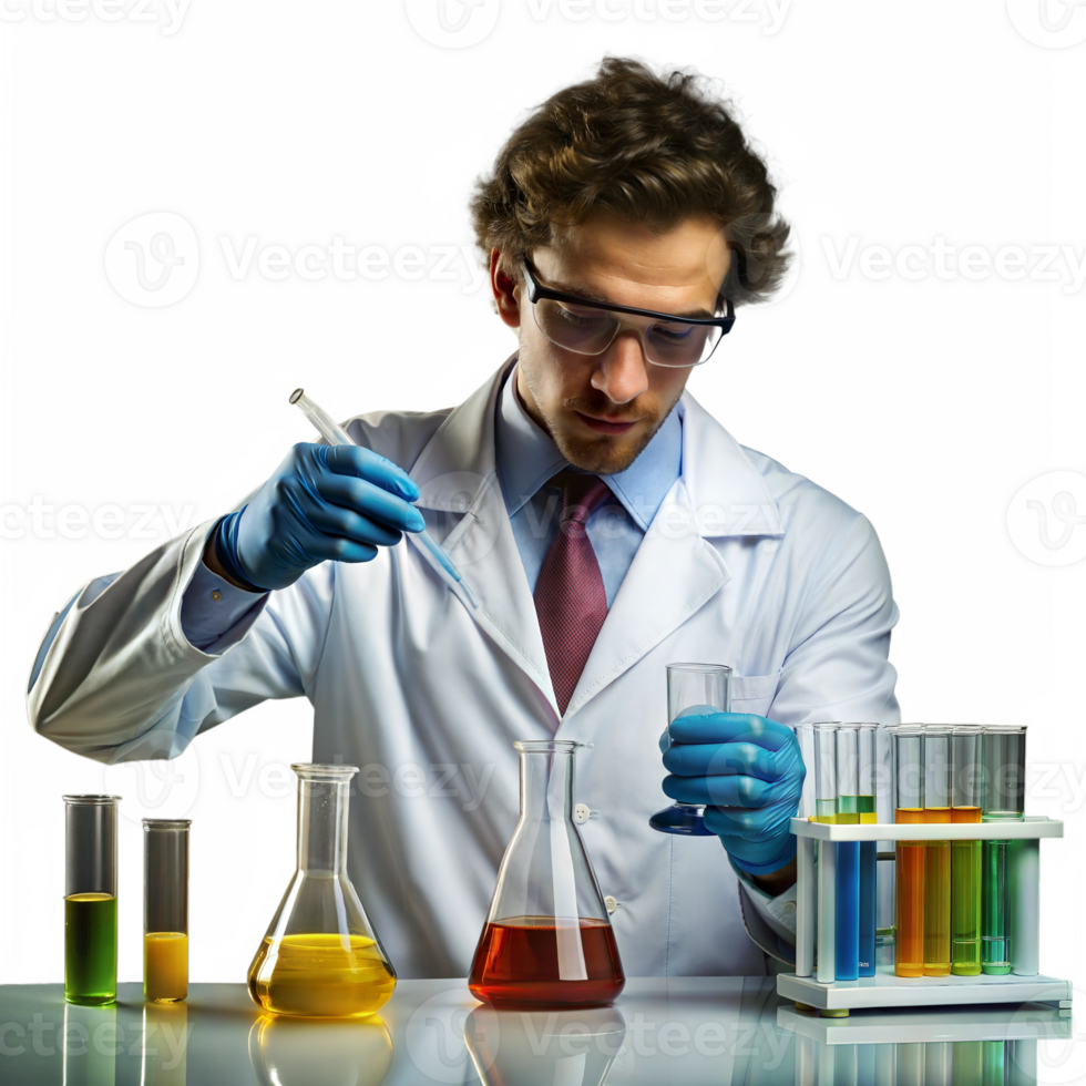 Scientist conducting experiment in laboratory, highlighting scientific research and experimentation png