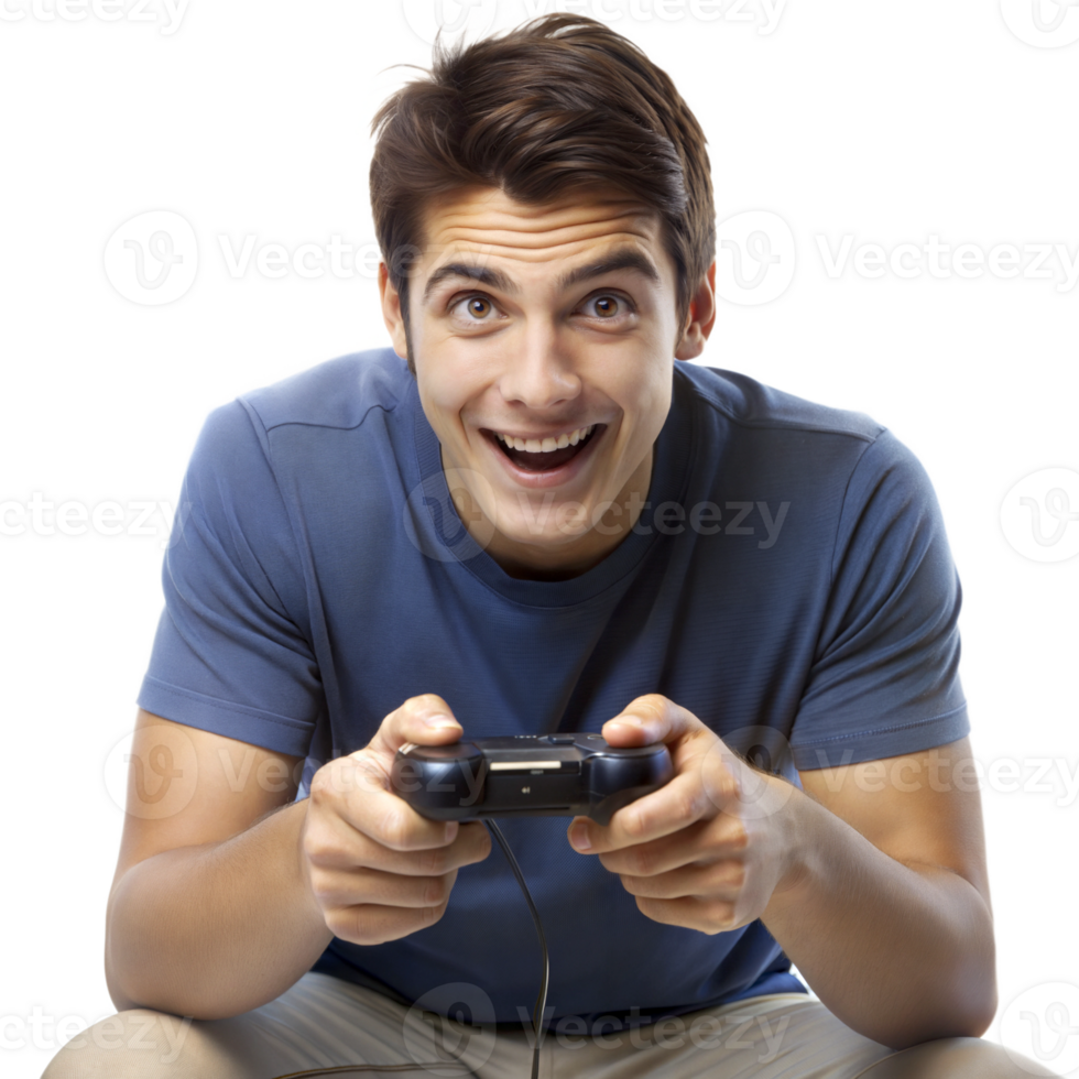 Man playing game with controller png