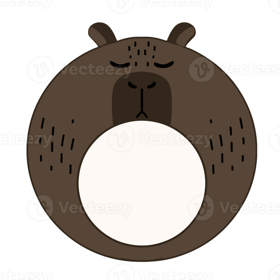 Cute name label,sticker name tag of Capibara cartoon animal character design illustration. Isolated on Transparent Background png