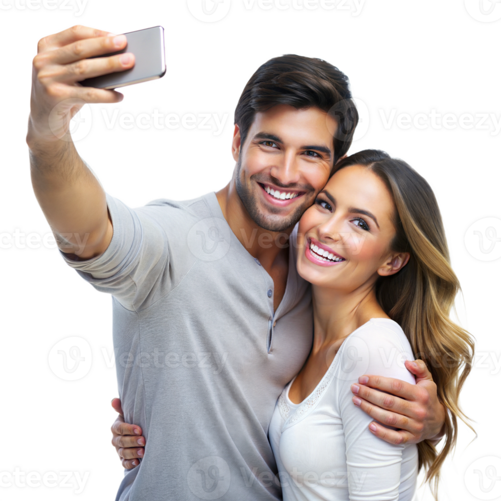Couple taking a selfie and smiling brightly png