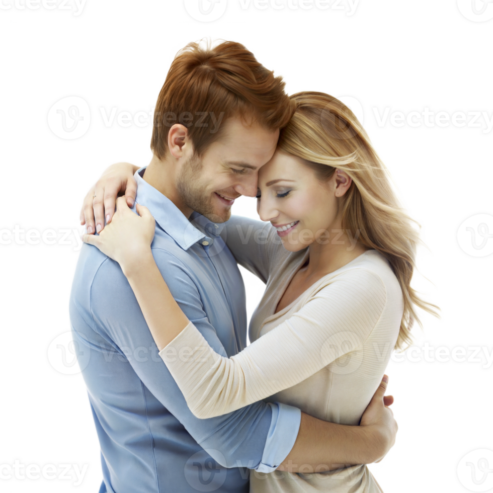 Loving couple embracing and smiling png