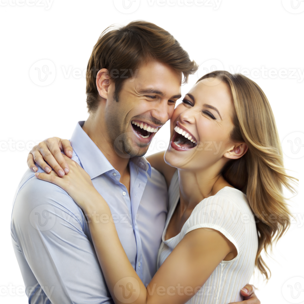Couple laughing joyfully in a playful embrace png