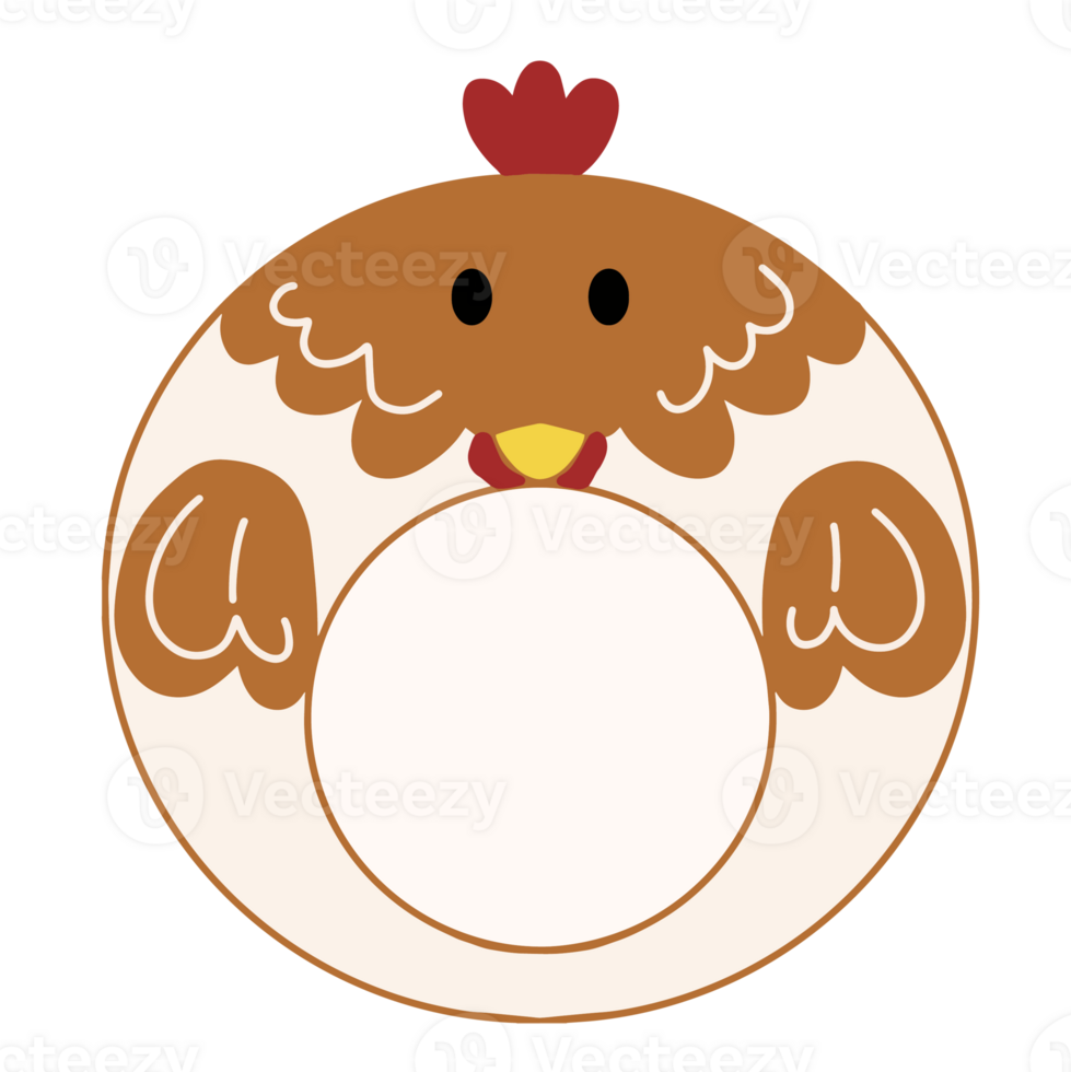 Cute name label,sticker name tag of Hen cartoon animal character design illustration. Isolated on Transparent Background png