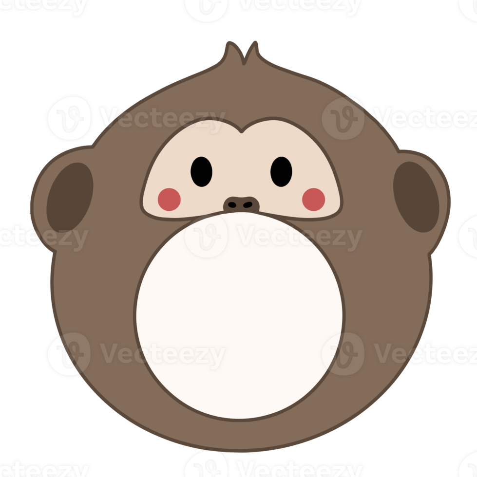 Cute name label,sticker name tag of Monkey cartoon animal character design illustration. Isolated on Transparent Background png