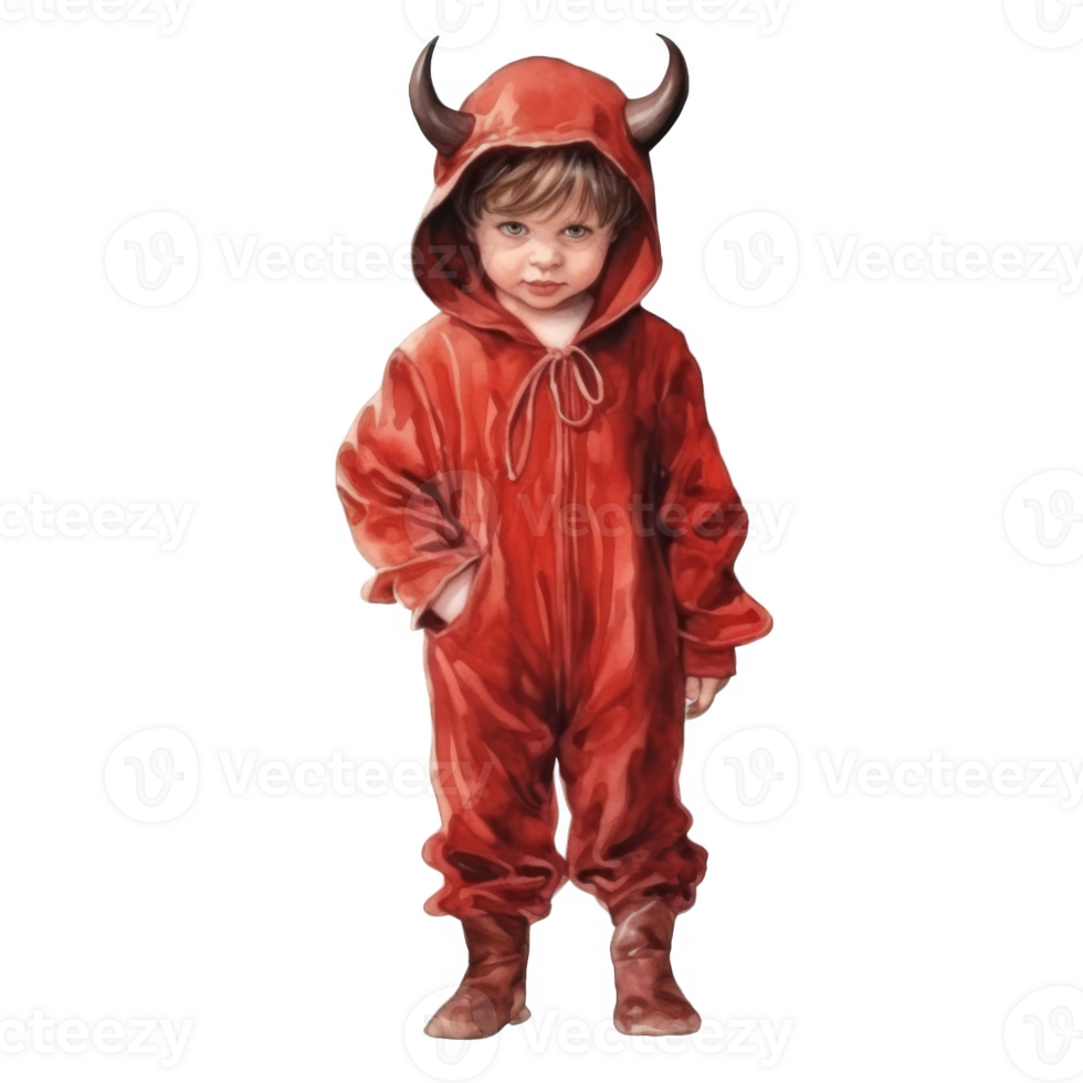 A Young Child Dressed in a Red Devil Costume png