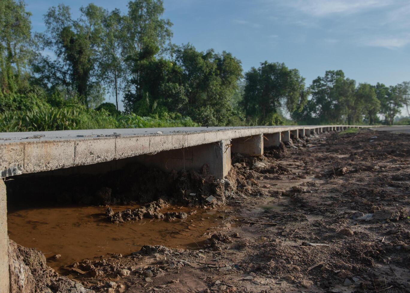 Concrete road sidewalk along the river photo