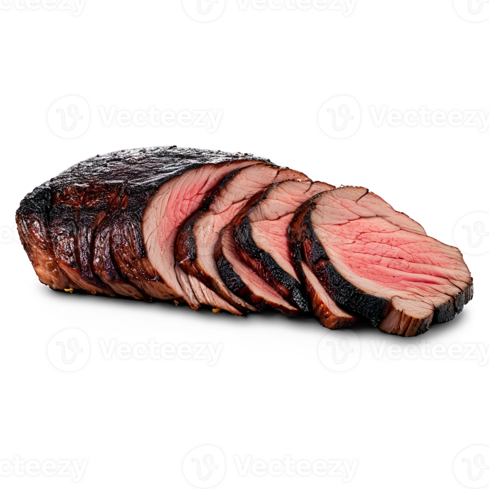 Tri tip roast perfectly charred sliced against the grain captured in natural light png