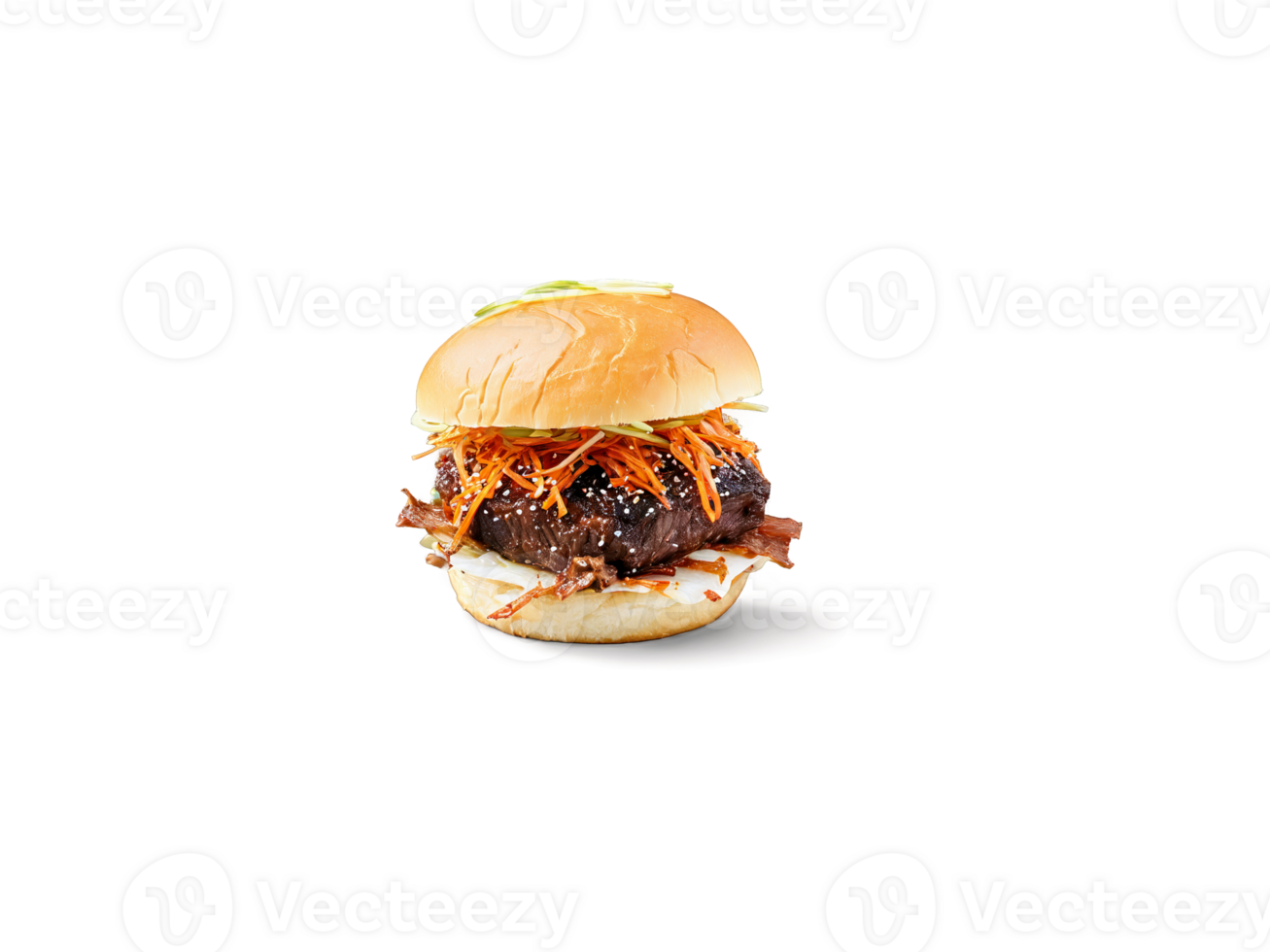Korean BBQ Slider Marinated beef short ribs spicy Gochujang sauce and crispy kimchi slaw png