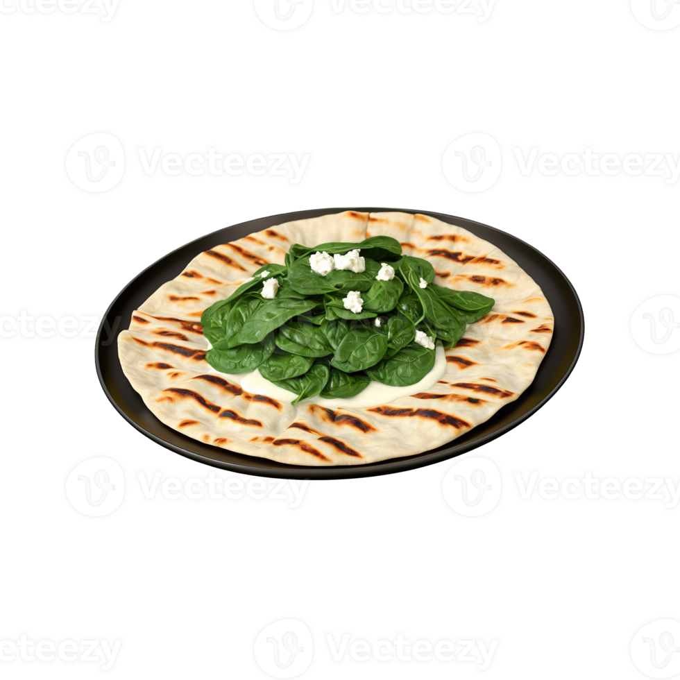 Turkish gozleme thin flatbread spinach feta folded grilled served with yogurt sauce Culinary and Food png