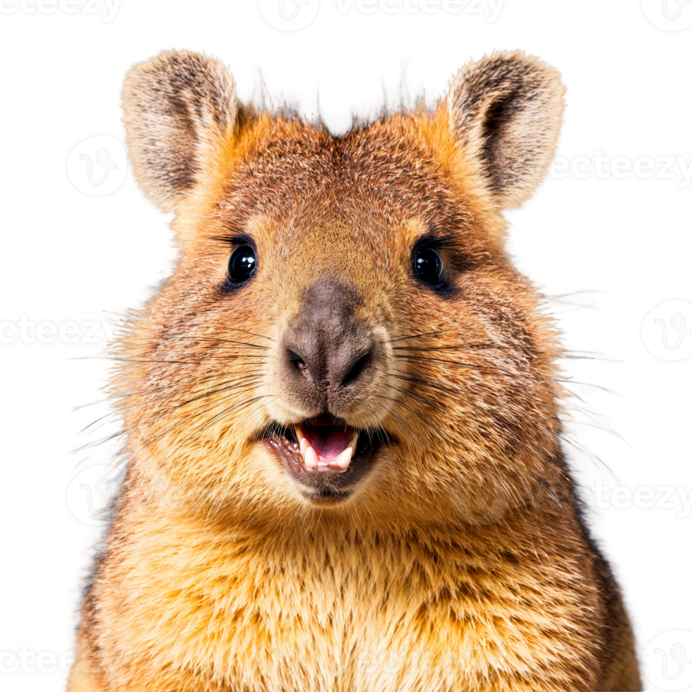 Adorable quokka Setonix brachyurus perpetually smiling face small kangaroo like form fluffy fur Animal photography png