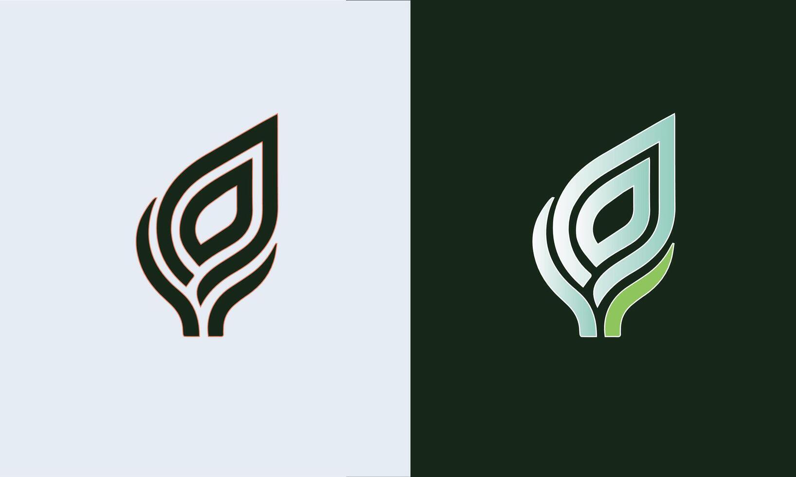 Design shape leaf logo with black and green color, Leaf logo eco graphic creative template. Pro vector