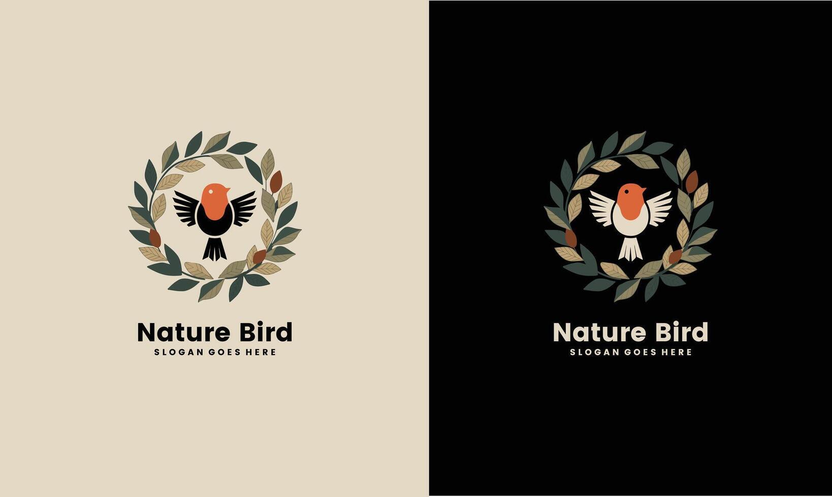 Nature bird logo with bird and leaf design Pro style and Pro SVG Pro vector