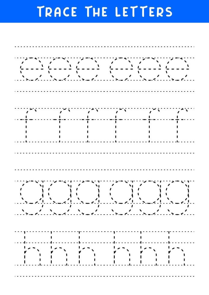 tracing letters of english alphabet writing practice vector