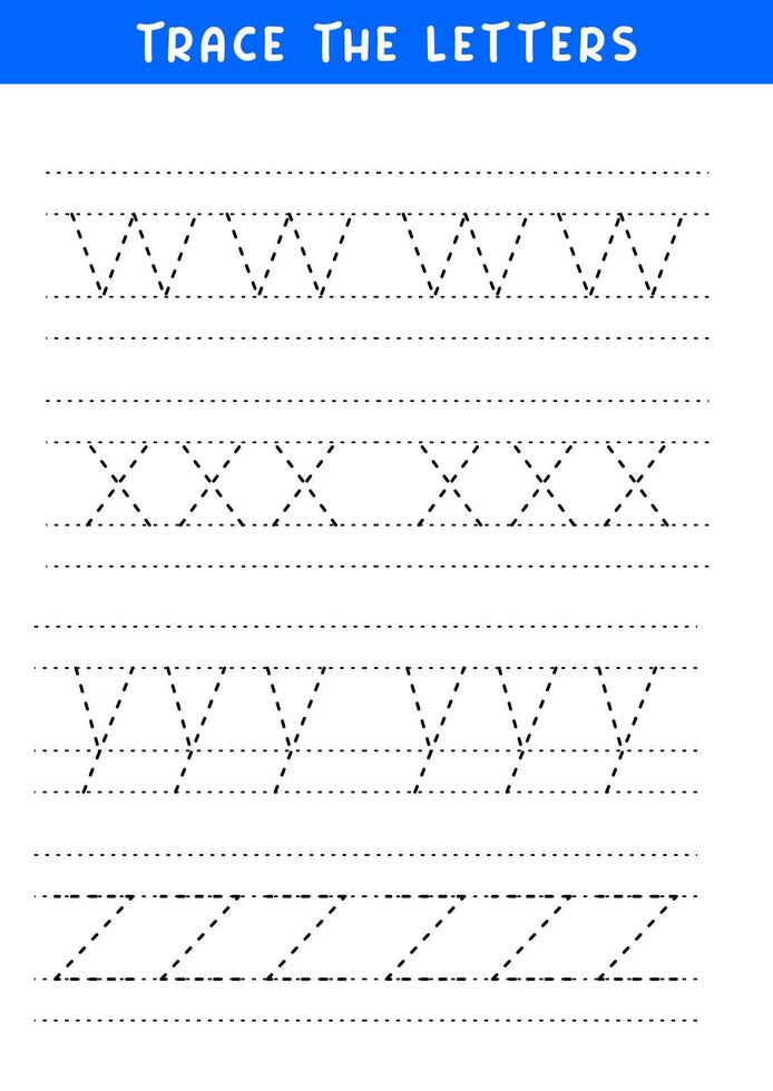 tracing letters of english alphabet writing practice vector