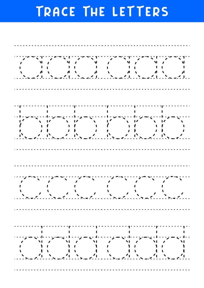 tracing letters of english alphabet writing practice vector