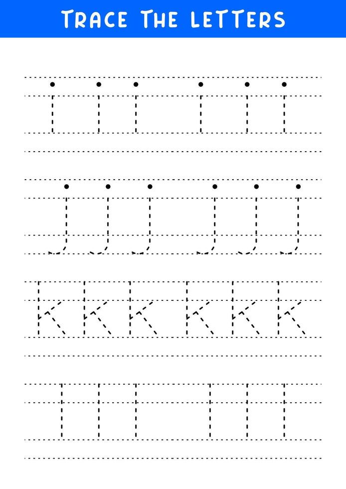 tracing letters of english alphabet writing practice vector
