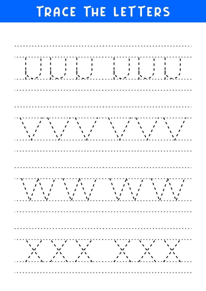 tracing letters of english alphabet writing practice vector