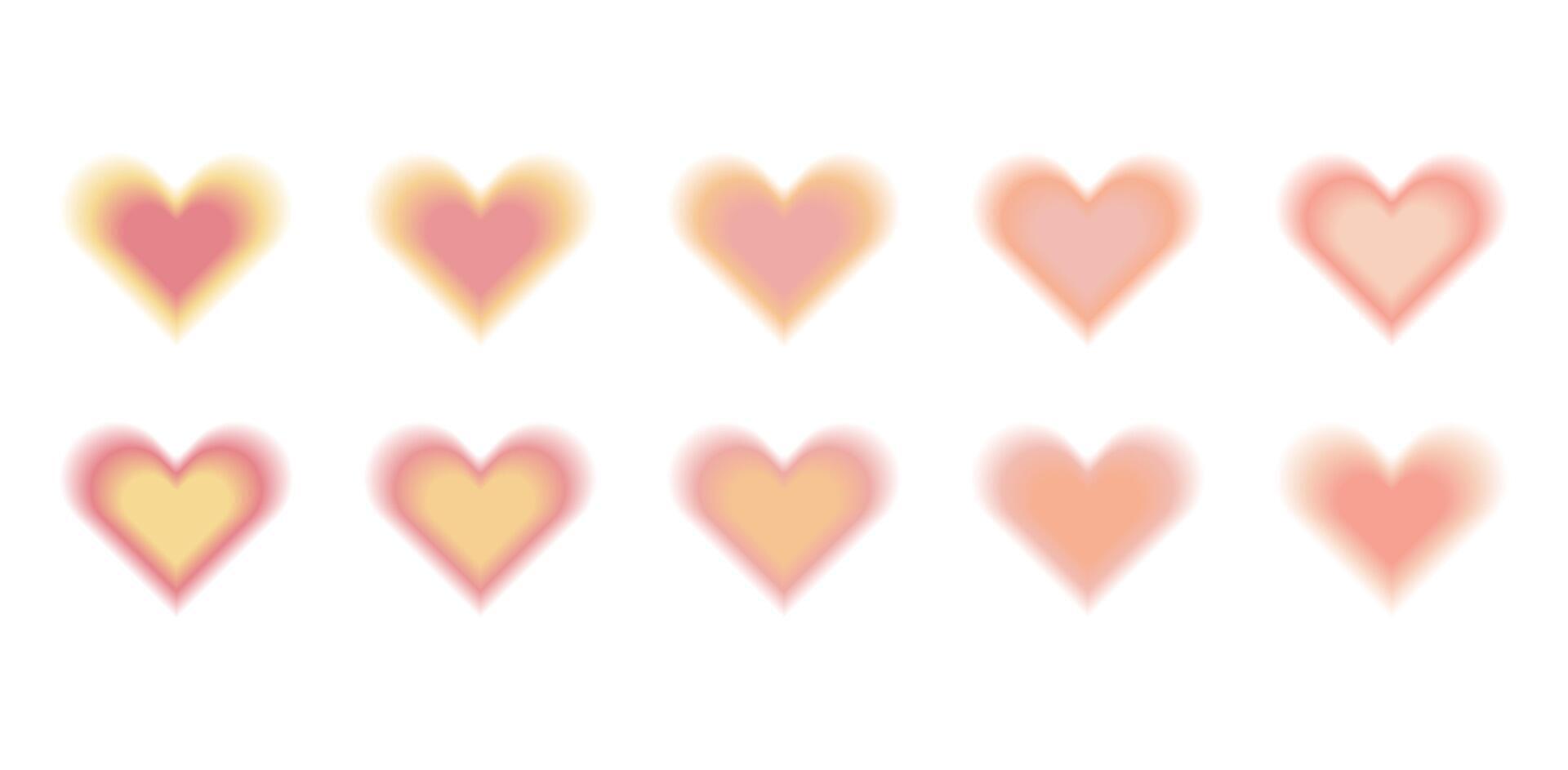Heart aura shape. Abstract blur element. Orange color gradation isolated on white background. Aesthetic romantic pink frame effect for Valentine Day. Cute minimalist modern blurred love symbol vector