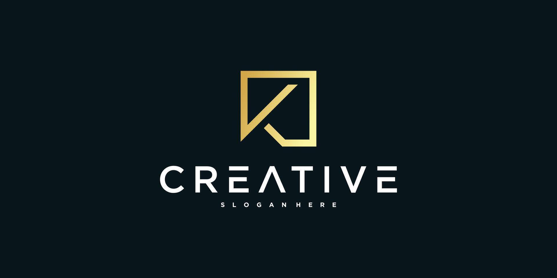 Initial K letter logo design with square lines. Premium vector