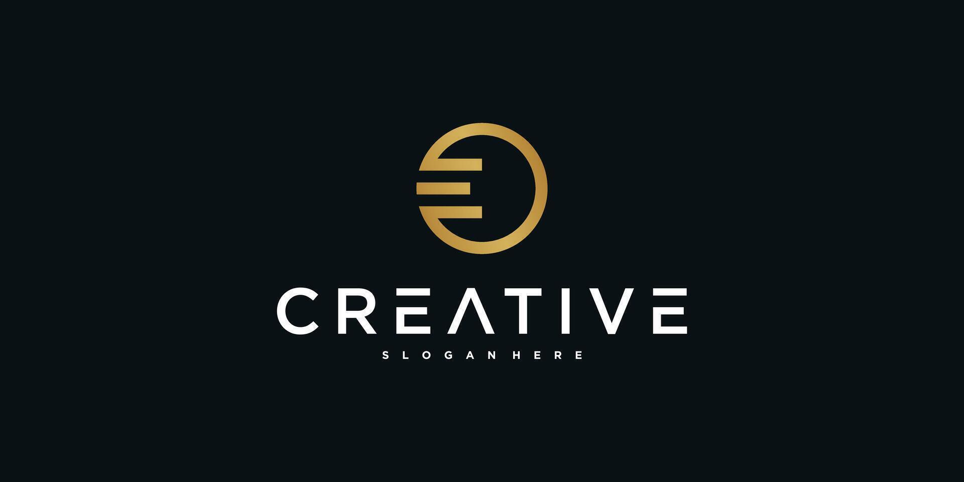 Initial E letter logo design with circle lines. Premium vector