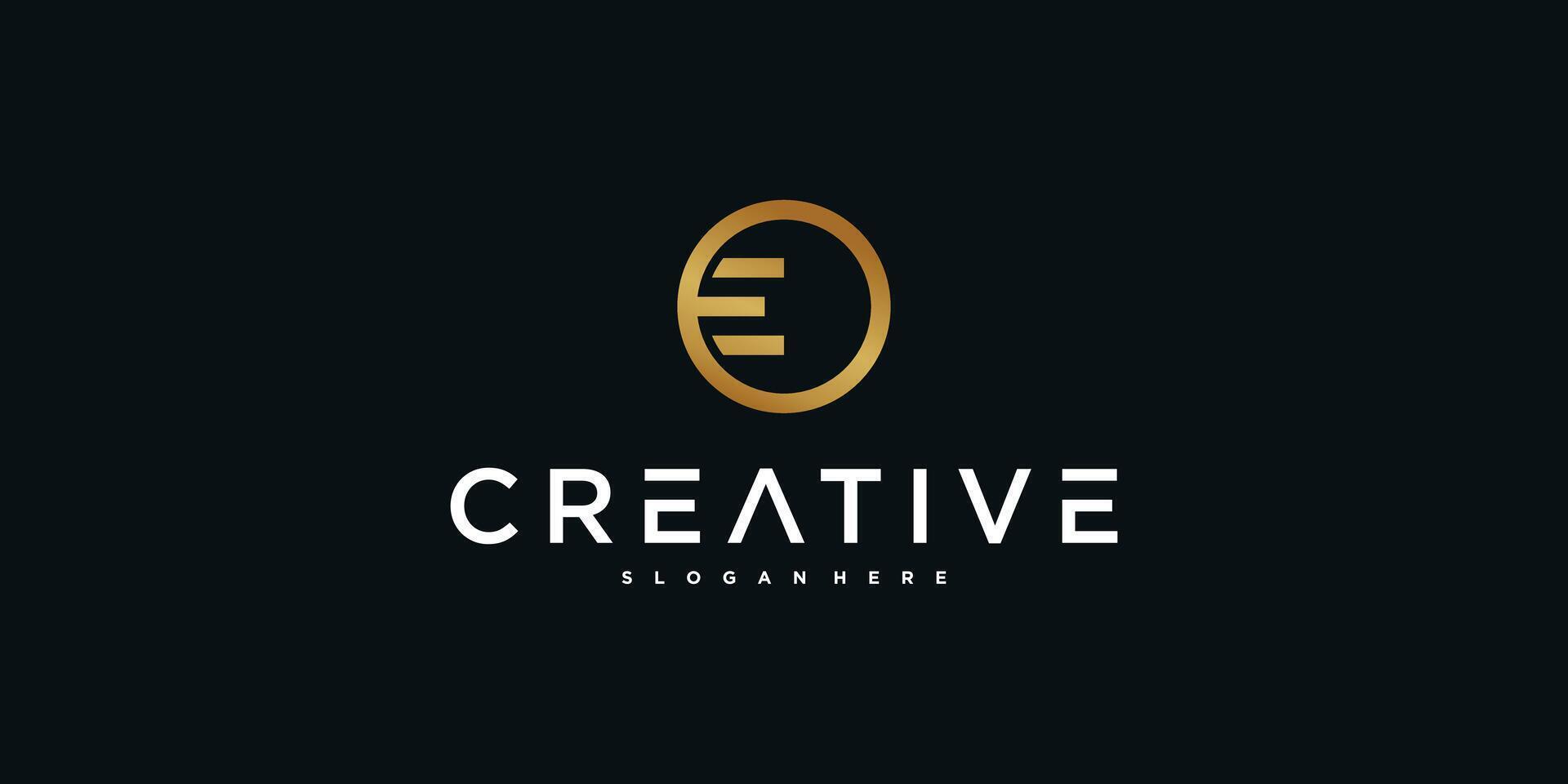 Initial E letter logo design with circle lines. Premium vector