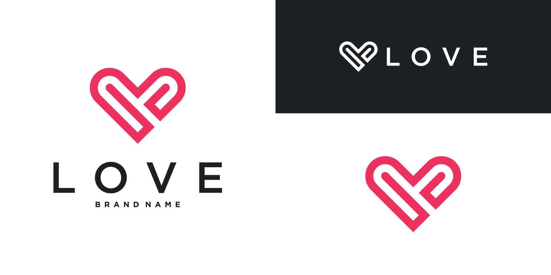 Love logo design with a simple and minimalist template. Premium vector