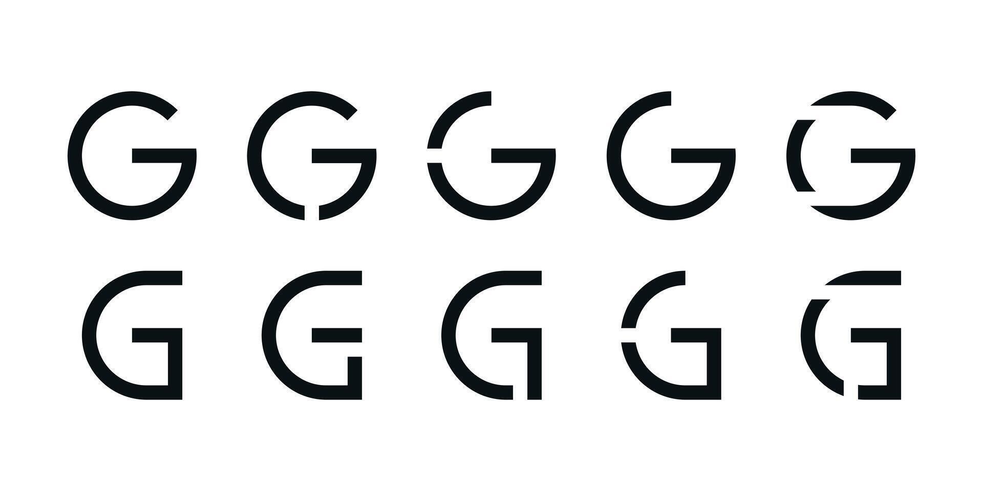Logo collection, abstract letter G logo design. Icons for business of minimalist, elegant, simple. Premium vector