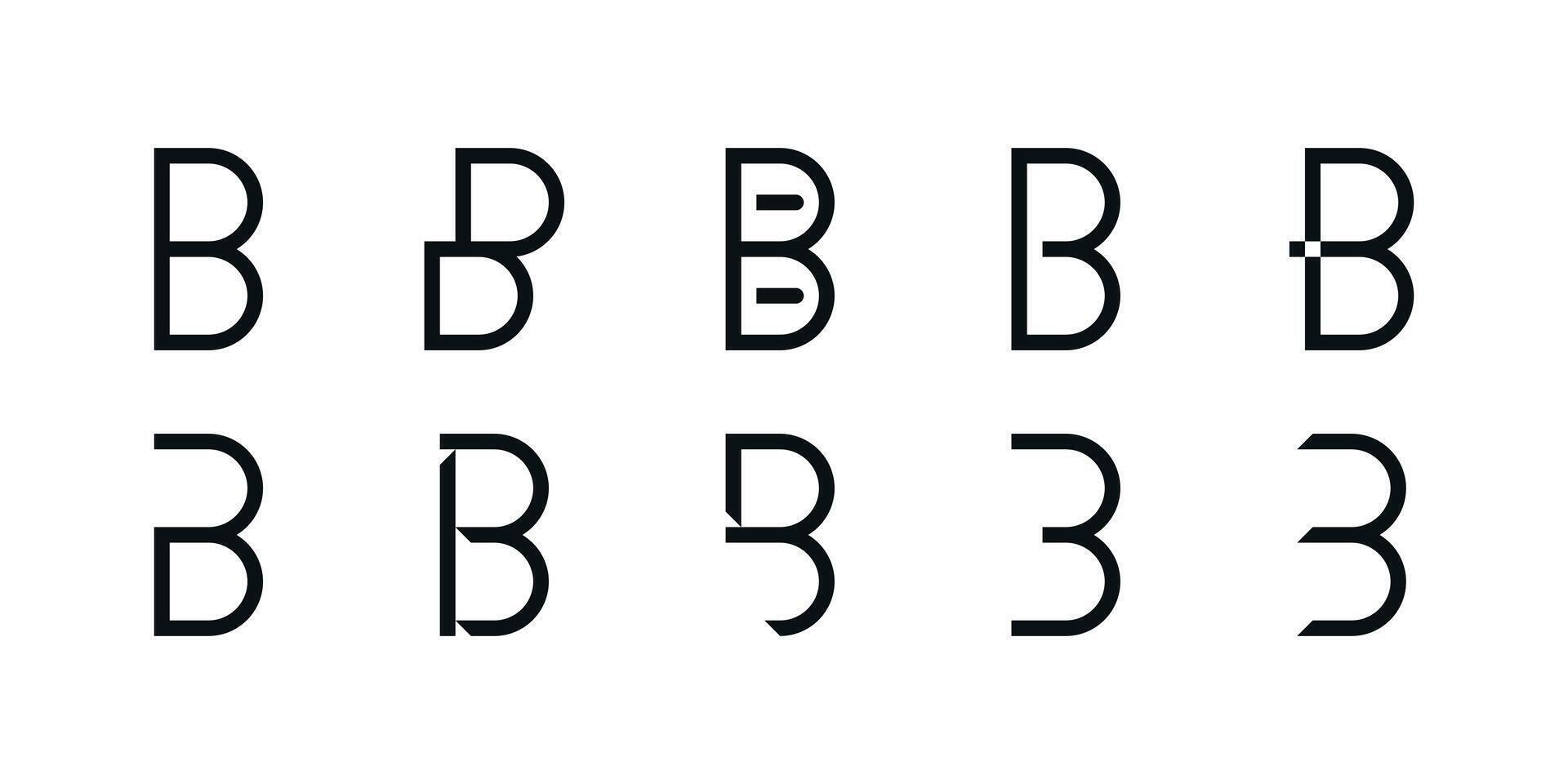 Logo collection, abstract letter B logo design. Icons for business of minimalist, elegant, simple. Premium vector