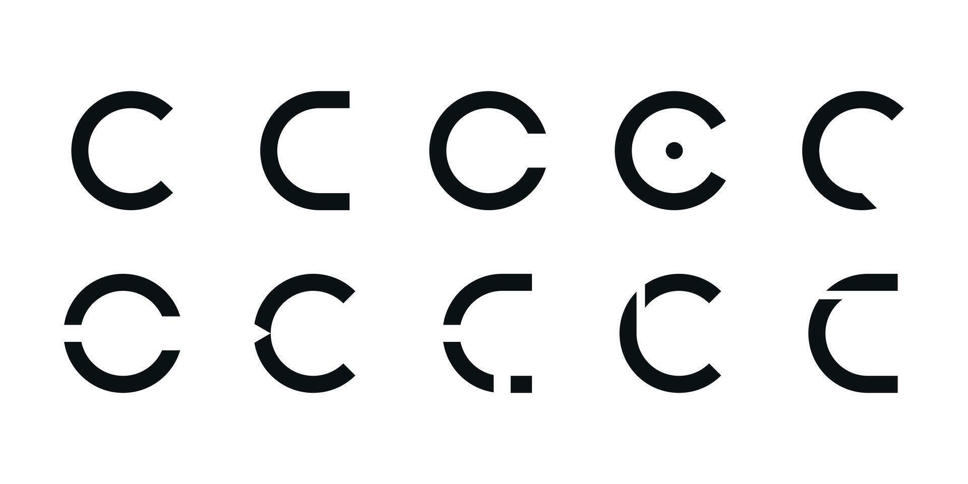 Logo collection, abstract letter C logo design. Icons for business of minimalist, elegant, simple. Premium vector
