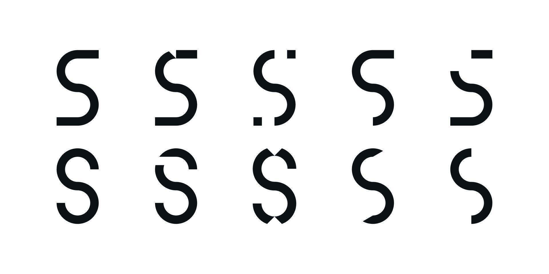 Logo collection, abstract letter S logo design. Icons for business of minimalist, elegant, simple. Premium vector