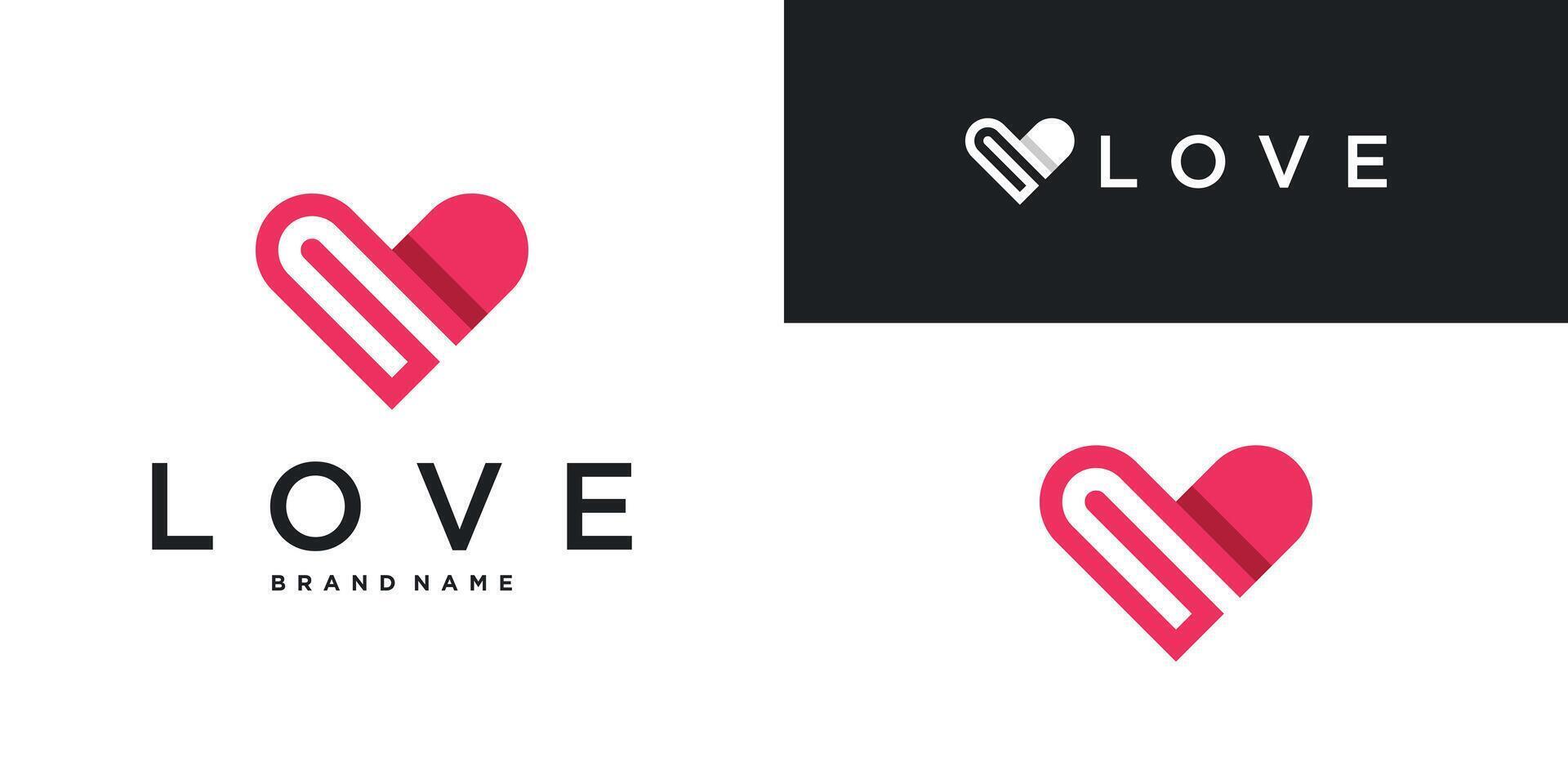 Love logo design with a simple and minimalist template. Premium vector